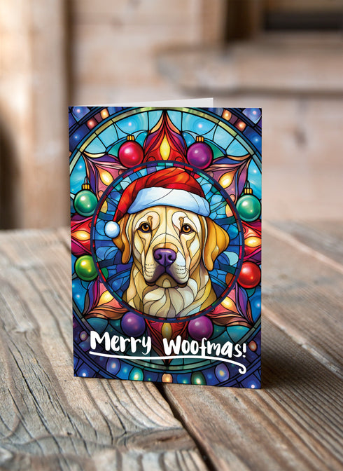 Labrador Yellow in a Santa Hat Christmas Card